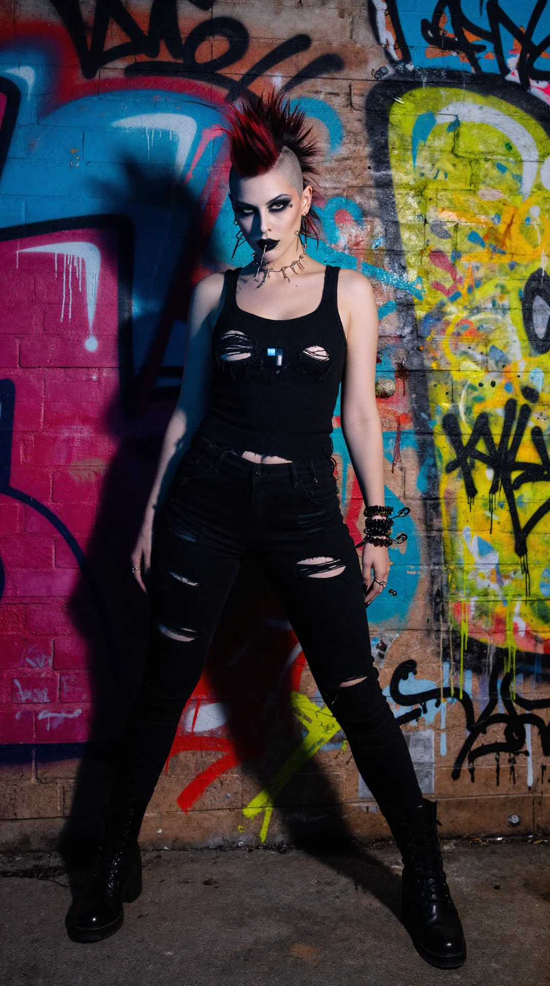 Punk goth mohawk graffiti